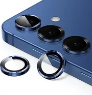 JETech Camera Lens Protector for Samsung Galaxy S25+ / S25 Plus 5G, 9H Tempered Glass Metal Individual Ring Cover, Easy Installation Tray, HD Clear, 1 Set (Navy)