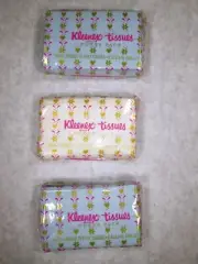 Lot Of 3 Vintage 1964 Kleenex Tissues Purse Pack Factory Sealed Retail Packages
