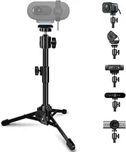 Desktop Webcam Tripod Stand, Portable Webcam Mount Holder with Magnet Mount and 1/4 Thread compatible with Logitech Webcam MX Brio 4K,C920,StreamCam,C930,C922,C925e,C615,Brio 500 300 100 Webcams (1)