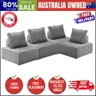4PCS Modular Sofa Lounge Chair Armless Adjustable Back Linen Grey