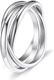 [Generic] Triple Rings Rolling Stackable Band Rings for Women，rotatable Anti anxiety ring jewelry