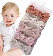 Baby Hair Bows Headbands | Baby Girl Headbands with Bows | elastic Head Wrap Hair Accessories, Set of 5 Stretchy Soft Knot for Kids