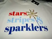 NEW Womens 1X Crown & Ivy Patriotic SWEATSHIRT STARS STRIPES & SPARKLERS $52.50