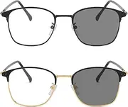 AOOLIA 2 Colour Changing Blue Light Filter Glasses for Men and Women, UV400 Protection, Outdoor, Anti Blue Light Glare, PC Glasses, black/gold, 45-22-138