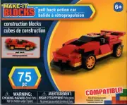 MAKE-IT BLOCKS - PULLBACK ACTION CAR - 75 PCS. CONSTRUCTION BLOCKS 6+