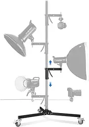 Photography Light Stand Based on Wheels Max Loading: 20kg/44lb Stainless Steel Heavy Duty Light Stand with Casters & A Sliding Arm Max Height 2.5m/8.2ft for Photography Studio Monolight Softbox