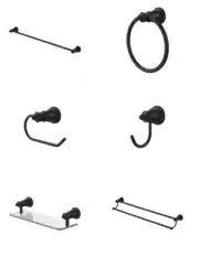 LILLIAN Modern Vintage Accessories Towel Rail & Glass Shelf Matte Black