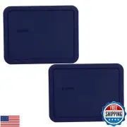 Pyrex Blue 6-cup RECTANGULAR Plastic Cover 7211-PC, 2 pack - Original Genuine