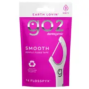 GO2 Dentagenie Smooth Flosspyx - Gentle Floss Tape. Earth Lovin'. Minty flavour. Travel pack. 14 Flosspyx