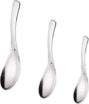 Mikinona Set of 3 Stainless Steel Cake Spoons Large Medium Small Smooth Spoons for Honey Fruit