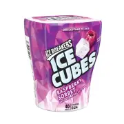 ICE BREAKERS ICE CUBES Raspberry Sorbet Sugar Free Gum Bottle (40 Pieces)