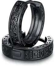 [CHENGHONG] Black Creole Earrings 925 Sterling Silver Eye of Horus Hoop Earrings Black Egypt Jewellery for Women Men, /, Sterling Silver, No Gemstone