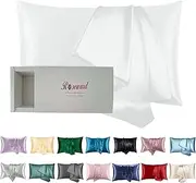 Oeko-TEX Certified White Silk Pillow Cases Made in USA, 100% Real Silk Pillowcase for Hair and Skin, 22 Momme, Standard Size,1 Pc 20"x26" (Standard, White)