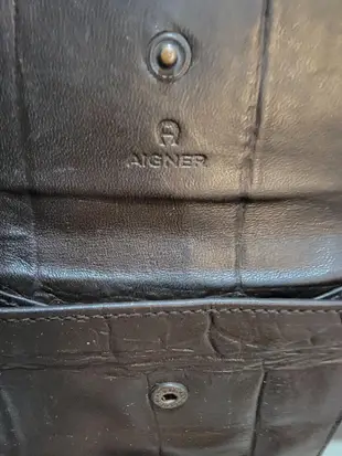 正德國AIGNER/愛格納真牛皮咖啡色短夾Wallet