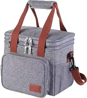 Lunch Bag Women and Men 23L Insulated Double Deck Cooler Bag with Expandable Top Compartment, Leakproof Nylon Fabric, and Multiple Pockets Work, School, and Outdoor Activities,C
