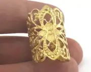 Flower Ring Adjustable Raw brass (19mm 9US inner size) 3003