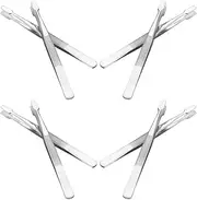 PACKOVE 8pcs Stamp Tongs Stainless Steel Philately Stamp Tool Tweezers For Crafting Flat Wide Sticker Tweezers For Journaling Scrapbooking