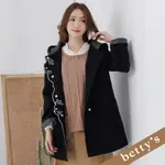 BETTY’S貝蒂思(25)貓咪門襟毛料大衣(黑色)