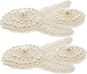 FONDOTIN 2Pcs Imitation Pearl Clothes Patches DIY Decorative Appliques for Wedding Shoes Bags Accessories Lightweight Durable for Garment Repair Crafting