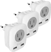 European Plug Travel Adapter 3 Pack, FOVAL International Power Adaptor...