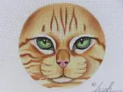 Leigh Exclusive ORANGE TABBY CAT Hand-Painted Needlepoint Canvas AP15 NEW