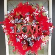 Valentine's Day LOVE Deco Mesh Front Door Wreath, Welcome Home Decor Decorations