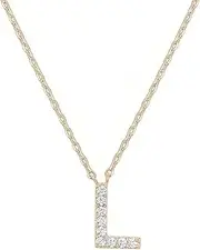 [Generic] White Gold Plated Cubic Zirconia Initial Necklace | Letter Dainty Necklaces for Women