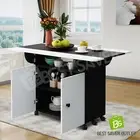 Folding Dining Table Dinner Kitchen Bar Camp Picnic Desk 2 Storage Cabinets