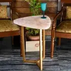 Pink Rose Quartz Stone End Side Table Top for Outdoor Home Furniture Décor
