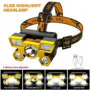 2pcs 750000LM COB LED Headlamp USB Rechargeable Head Torch Headlamp Waterproof