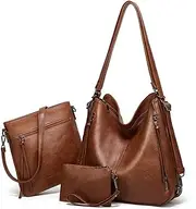 [Qiayime] Large Crossbody Bags for Women Shoulder Handbags Purse and Wallet Set for Women Totes Hobo Bag 3PCS Purses