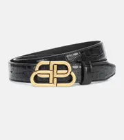 [Balenciaga] Balenciaga BB croc-effect leather belt Inch 29.5 black