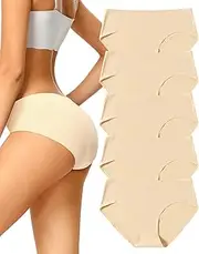 [VOENXE] Women Seamless Hipster Underwear,Breathable Ladies Panties Bikini,No Show Briefs,Comfortable Undies for Women 5-Pack