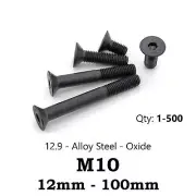 M10 Countersunk Socket 12.9 Screw s Bolt s Hex CSK Course Alloy Black Oxide