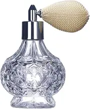 Topxome 100ml Crystal Art Vintage Style Empty Refillable Perfume Atomizer Short Tassel Spray Bitter Bottle With Air Bag (Transparent)