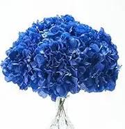Osfvn Artificial Hydrangea Flowers Pack of 10 Royal Blue Fake Hydrangea with Stems for Wedding Home Party Shop Baby Shower Decor Table Centerpieces Bouquets DIY Floral Decoration