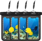 ProCase 4 Pack Waterproof Phone Pouch Dry Bag Underwater Case for iPhone 15 14 13 12 Pro Max 11 Pro Max 13 Mini Xs Max XR X 8 7, Galaxy S23 S22 S21 Ultra Note up to 7" -Black