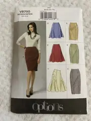 Vogue Sewing Pattern V8750 Women's Fitted or Flared Smart Skirt Uncut
