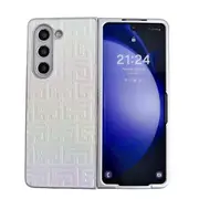 For Samsung Galaxy Z Fold4 5G Geometric Gradient Leather Phone Case - Pearlescent Finish
