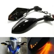 Motorcycle LED Turn Signal Rear View Side Mirrors For Kawasaki Ninja 650R 250R