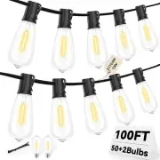 ST40 LED Outdoor String Lights 100FT with 50+2 Bulbs, E17 Socket, 0.6W, 2700K...