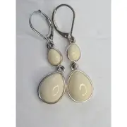 Vintage Napier Cream Teardrop Earrings Women's Dangle Costume Jewelry