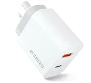 Ontekka 20W USB-C&A PD Dual Port Wall Charger - White