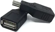 Cuziss 2 Pack USB 2.0 Type A to Mini USB 5-Pin Type B Female/Male Adapter - Black