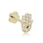 AVORA 14K Gold Cubic Zirconia CZ Hamsa Cartilage Piercing Flat Back Earring Body