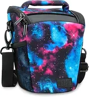USA GEAR DSLR Camera Case for Men and Women with Top Loading Accessibility, Adjustable Shoulder, Small Camera Sling Bag, Travel Padded Handle - Camera Holster Bag for Nikon, Canon, Panasonic (Galaxy)