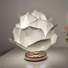 White Elegant Lotus Flower Table Lamp Decorative Bedside Night Light for Bedroom