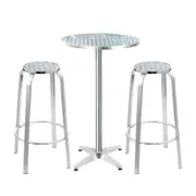 Gardeon 3 Piece Outdoor Bar Table Stools Bistro Set Adjustable Aluminium Cafe Round