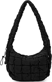 [CLUCI] Puffer Tote Bag for Women, Large Quilted Crossbody Bag, Lightweight Puffy Hobo Bag Shoulder Bag Tote Purse, Black, Large, Fashion