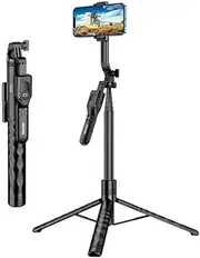 Tripod Selfie Stick with Remote and Light : Bluetooth Quick-Pair, Advanced Stabilization, 5.7ft Extendable – Ideal for Cellphones, Smartphones, Travel, Camera – Capture Every Moment Flawlessly